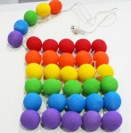 Mardi Gras Flag coloured Cotton Ball - 35 fairy lights